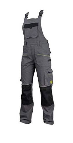 Urgent URG-S2 Latzhose Arbeitslatzhose Herren reflektierend Stretch Arbeitshose Schutz für Maler Stuckateur Monteur Gärtner Mechaniker Cargohose Taschen leichte Hose Damen Schutzkleidung; Grau; (56) von Safety 1st