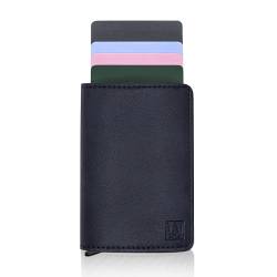 SafetyWay RFID Blocking Wallet Herren Geldbörse Slim - Minimalistische Geldbörse für Männer Kreditkartenetui - Elegante Leder Kartenhalter Geldbörse für Alltag, Büro, Blau, Dreifach gefalteter von SafetyWay