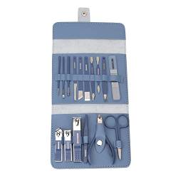 Blaues Maniküre-Set, professionelles Pediküre-Set, Nagelknipser-Set, 16-teiliges Nagelpflege-Werkzeug, Edelstahl, Pediküre-Set von SagaSave