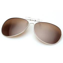 SagaSave Polarisierte aufklammer ige Sonnenbrille, UV400 Sonnenbrille polarisierte Linsen clip, Anti-Glare-Flip-Up-Funktion Pilot Stil für Männer Frauen, Fahren, Angeln, Im Freien Braun von SagaSave