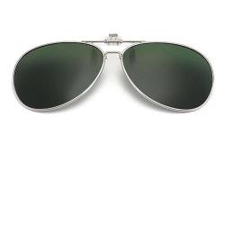 SagaSave Sonnenbrille mit polarisierten Gläsern zum Anklemmen, polarisierte Tag- oder Nachtsonnenbrille, modischer Clip zum Anbringen über Korrektionsbrillen für Autofahren und im Freien (Dunkelgrün) von SagaSave