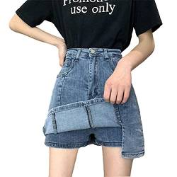 Sahgsa Jeansrock Damen Kurz Denim Skirt Stretch mit hoher Taille Taschenröcke Sommerrock tägliche Party von Sahgsa