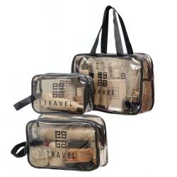 3 PCS Reise Kulturbeutel Für Frauen Männer, Klare Make-Up Tasche Kosmetik Tasche Für Größe Toilettenartikel Zubehör Mit Großer Kapazität,Grau von SaiDuoDuo