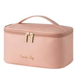 Make-Up Tasche Kosmetiktasche, Wasser-Resistent Make-Up Taschen Für Frauen Portable Pouch Open Flat Organizer Tasche Für Toilettenartikel, Pinsel,Rosa von SaiDuoDuo