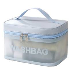 Reise-Kulturbeutel-Große Kapazitäts-Tragbare Reise-Kosmetische Tasche, Lichtdurchlässige wasserdichte Reise-Make-Uptasche Mit Griff Für Das Reisen,Blau von SaiDuoDuo