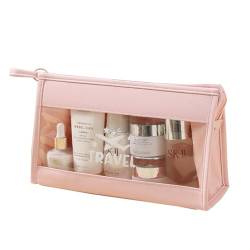 Reise Make-Up Tasche Für Frauen, Durchscheinende Kulturbeutel Mit Reißverschluss, Reisegepäck Tasche Carry on Clear Kosmetiktasche,Rosa von SaiDuoDuo