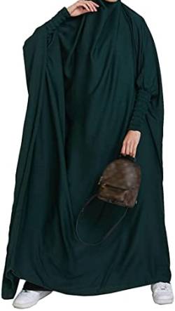Saibit Damen Kleid Muslimisches Einteiliges Gebetskleid für Damen Abaya Kleid Islamischer Naher Osten Dubai Türkei Maxi Abaya Kaftan mit Hijab Kleid in voller Länge, Army Grün, Einheitsgröße von Saibit
