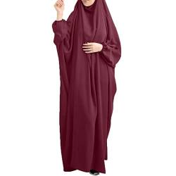Saibit Frauen muslimisches einteiliges langes Kleid mit voller Abdeckung - lockeres Kleid mit Kapuze Abaya Gebetsrobe islamische Kleidung Einheitsgröße von Saibit