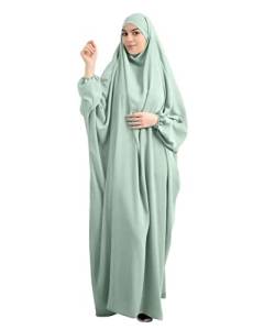 Saibit Frauen muslimisches einteiliges langes Kleid mit voller Abdeckung - lockeres Kleid mit Kapuze Abaya Gebetsrobe islamische Kleidung Einheitsgröße von Saibit