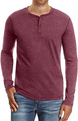 Sailwind Henley Shirt Herren Klassisch Baumwolle Langärmliges T-Shirt Beiläufig T Shirts Für Männer (VG Rot, S) von Sailwind