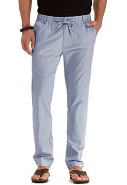 Sailwind Herren Kordelzug Sommer Strand Lose Hosen Leinenhose Casual mit elastischem Bund, 09 Silbergrau, W28 von Sailwind