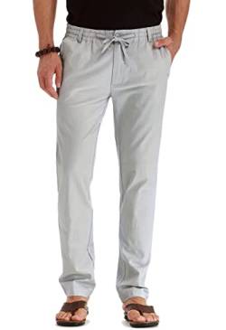 Sailwind Herren Kordelzug Sommer Strand Lose Hosen Leinenhose Casual mit elastischem Bund, B05 Grau, 38 von Sailwind