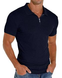 Sailwind Herren Polo Shirts Mit Reißverschluss Klassisch Stretch Sommer T-Shirts Für Herren Schmale Passform Freizeit- Und Arbeitskleidung (Marineblau, XL) von Sailwind