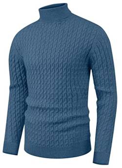 Sailwind Herren Pullover Rollkragen Pullover Twisted Knitted Tops Slim Fit Strickwaren Basic Einfarbig Pullover, Aa-vg blau, Large von Sailwind