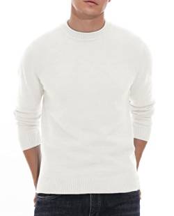 Sailwind Herren Pullover Rundhalsausschnitt Strickpullover Mit Langen Ärmeln Slim Fit Warmer Leichter Pullover Für Winter Und Herbst (Weiß, XL) von Sailwind