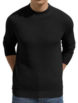 Sailwind Herren Pullover Schwarz Rundhalsausschnitt Vintage Schlank Wolle Strickwaren Für Männer Classic Warm Pullover (Schwarz, 2XL) von Sailwind