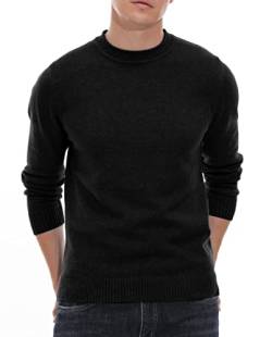 Sailwind Herren Pullover Schwarz Rundhalsausschnitt Vintage Wolle Strickpullover Herren Classic Warm Pullover (Schwarz, 2XL) von Sailwind