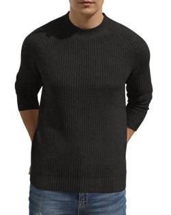 Sailwind Herren Pullover Tops Strick Rundhalsausschnitt Pullover Weich Warm Strickwaren Basic Pullover Mit Langen Ärmeln (Dunkelgrau, 2XL) von Sailwind