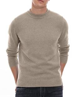 Sailwind Herren Pullover Tops Strick Rundhalsausschnitt Pullover Weich Warm Strickwaren Basic Pullover Mit Langen Ärmeln (Khaki, 2XL) von Sailwind