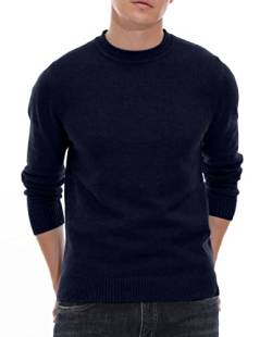 Sailwind Pullover Für Herren Rundhalsausschnitt Vintage Schlank Wolle Strickwaren Für Männer Classic Warm Fleece Pullover Herren (Marineblau, M) von Sailwind