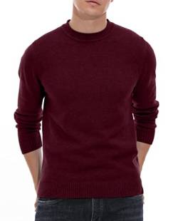 Sailwind Pullover Für Männer Rundhalsausschnitt Vintage Slim Woll Strickwaren Für Männer Klassischer Warmer Herren Pullover (Weinrot, 2XL) von Sailwind