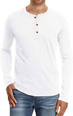 Sailwind Tee Shirt Herren Baumwolle Henley T-Shirt Col Rond Manches Courtes Col Tunisien Et Boutons Pour Homme (Weiß, XL) von Sailwind