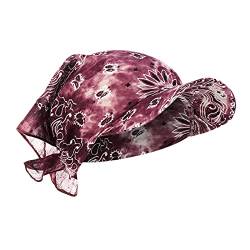 Damen Visor Bandana mit Schirm Haarband Baumwolle Beanie Kopftuch Schal Hüte Sonnenhut Tennis Baseball-Mütze Turban Kopfbedeckung Headwear Kop Wraps Sonnenblende Kappe (Kaffee, Einheitsgröße) von Saingace