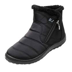 Damenstiefel Nylon Schnee Baumwolle Botas Schuhe kurz warm knöchellang Winterstiefel für Damen Damen einfarbig plus Fleece wasserdichte Schneestiefel Baumwollschuhe kurze Stiefel von Saingace