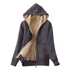 Jacke Damen Gefütterte Sweatjacke Classic Hoodie Sweatshirtjacke mit Kapuze Warm Fleecejacke Teddyfutter Kapuzenjacke 01# von Saingace