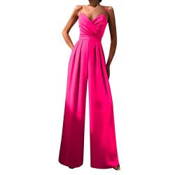 Saingace Jumpsuit Damen Elegant,Maler Bundhose,Jumpsuit Hochzeit,Overall Rot Damen Elegant,Arbeitshose Mit Reflektoren,Umstands Jumpsuit Hochzeit,Jumpsuit Eng Schwarz (01#hot rosa, XXL) von Saingace