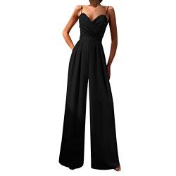 Saingace Jumpsuit Damen Elegant,Maler Bundhose,Jumpsuit Hochzeit,Overall Rot Damen Elegant,Arbeitshose Mit Reflektoren,Umstands Jumpsuit Hochzeit,Jumpsuit Eng Schwarz (01#schwarz, XL) von Saingace