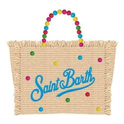 Saint Barth Colette Straw, Basttasche mit Holzperlen, Natur-Mehrfarbig von Saint Barth