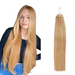 Saisifen Mikroschleife HaarverläNgerungen 16# Hell Blond Glattes Menschliches Haar 50 SträNge 1g/SträHnen Mikroverbindung HaarverläNgerung 18 Zoll(46cm) von Saisifen