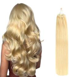 Saisifen Mikroschleife HaarverläNgerungen 24# Natürliches Blond Glattes Menschliches Haar 50 SträNge 1g/SträHnen Mikroverbindung HaarverläNgerung 16 Zoll(41cm) von Saisifen