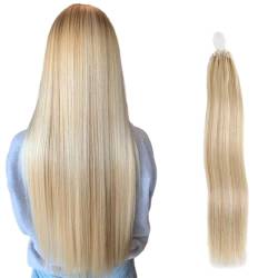 Saisifen Mikroschleife HaarverläNgerungen P18-613 Blond mischen Glattes Menschliches Haar 50 SträNge 1g/SträHnen Mikroverbindung HaarverläNgerung 16 Zoll(41cm) von Saisifen