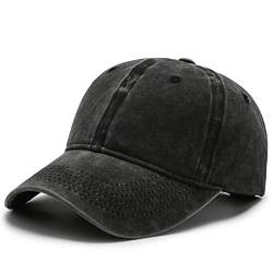 Saisiyiky Baseballkappe Herren, Hut Damen, Casual Outdoor Sport Hut Baseballkappe, Vintage verstellbar, einfarbig, Unisex, Einheitsgröße, Sonnenmütze (schwarz) von Saisiyiky