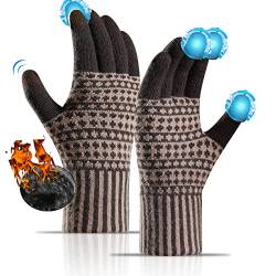 Sakiida Winter handschuhe Herren Damen - Thermo Winterhandschuhe - Touchscreen Damen Warme Thermohandschuhe - Alpakawolle Dehnbares Material (Braun) von Sakiida