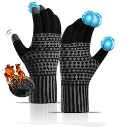 Sakiida Winter handschuhe Herren Damen - Thermo Winterhandschuhe - Touchscreen Damen Warme Thermohandschuhe - Alpakawolle Dehnbares Material (Schwarz) von Sakiida