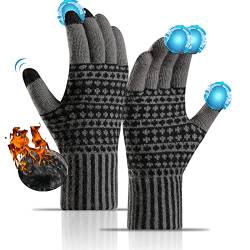 Sakiida Winter handschuhe Herren Damen - Thermo Winterhandschuhe - Touchscreen Damen Warme Thermohandschuhe - Alpakawolle Dehnbares Material (grau) von Sakiida
