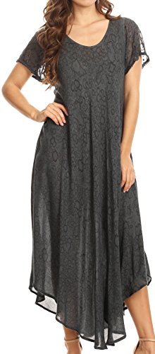 Sakkas 15802 - Lila Ärmelloses Freckled gefärbt Scoop-Ausschnitt lang Kaftan Kleid/Abdeckung - Schwarz - OS von Sakkas