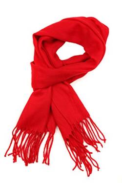 Sakkas 1590 -Booker Kaschmir fühlen feste farbige Unisex Winter-Schal mit Fransen - Rot - One Size Regular von Sakkas