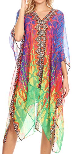 Sakkas 1824 - Alvita Frauen V-Ausschnitt Strandkleid Top Kaftan vertuschen mit Strasssteinen - JFM91-Multi-OS von Sakkas