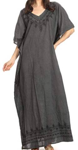 Sakkas 1901 - Favi Womens Casual Langes Maxikleid Caftan Cover Up Loungewear Rayon - 1-Black - OS von Sakkas