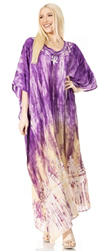 Sakkas 1902 - Tacy Damen Casual Boho Sommer Maxikleid Kaftan Kaftan Vertuschung LougeWear - 19-Lila - OS von Sakkas