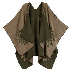 Sakkas 1928 - Lupe Damen Reversible Poncho Wrap Cape Schal Pullover Mantel Strickjacke Muster - Sunflower Brown - OS von Sakkas