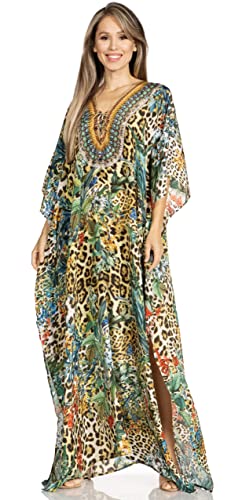 Sakkas 2001 - Yeni Damen Kurzarm V-Ausschnitt Sommer Floral Langes Kaftan Kleid Cover-up - 509 - OS von Sakkas
