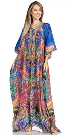 Sakkas 2001 - Yeni Damen Kurzarm V-Ausschnitt Sommer Floral Langes Kaftan Kleid Cover-up - 524 - OS von Sakkas