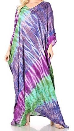 Sakkas 2006 - Catia Damen Boho Lässig Lang Maxi Caftan Kleid Kaftan Vertuschung LougeWear - 1-Türkis - OS von Sakkas