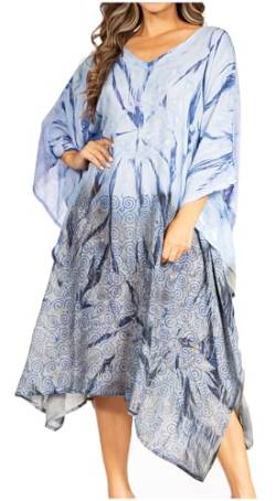 Sakkas 2027 - Clementine Third Damen Tie Dye Kaftan Kleid/Cover Up Strand Kaftan Sommer - 44-Blueblack - OS von Sakkas
