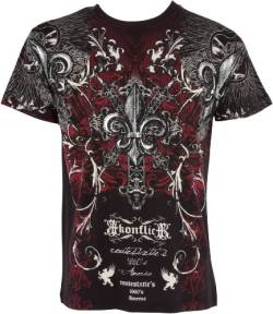 Sakkas 647T Reben und Fleur de Lis Metallic Silber Kurzarm Rundhals Baumwolle Herrenmode T-Shirt - Black/Small von Sakkas